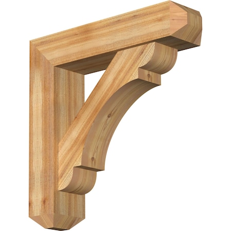 Ekena Millwork Olympic Craftsman Rough Sawn Bracket w/ Offset Brace, Western Red Cedar, 8"W x 34"D x 34"H BKT0806X34X34OLY04RWR